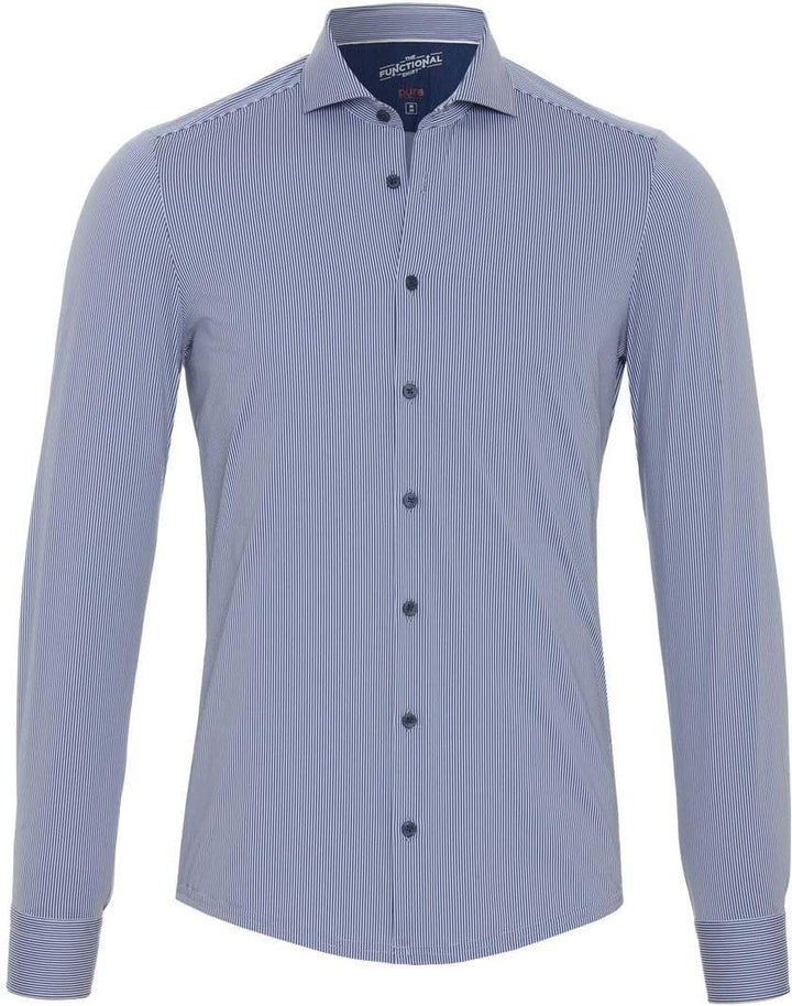 Pure Slim Fit Functional Hemd Langarm Streifen türkis 39 Streifen Mittelblau, 39 Streifen Mittelblau