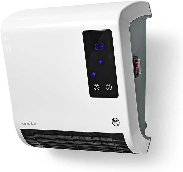 Nedis HTBA20WT Badezimmer-Heizung | 2000 W | Verstellbares Thermostat | 2 Heizstufen | Spritzwasserg