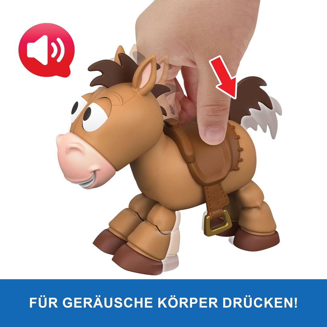 Mattel Disney Pixar Toy Story 5 bewegliche Pferdefigur mit Geräuschen, Kleiner Begleiter Bully, berü