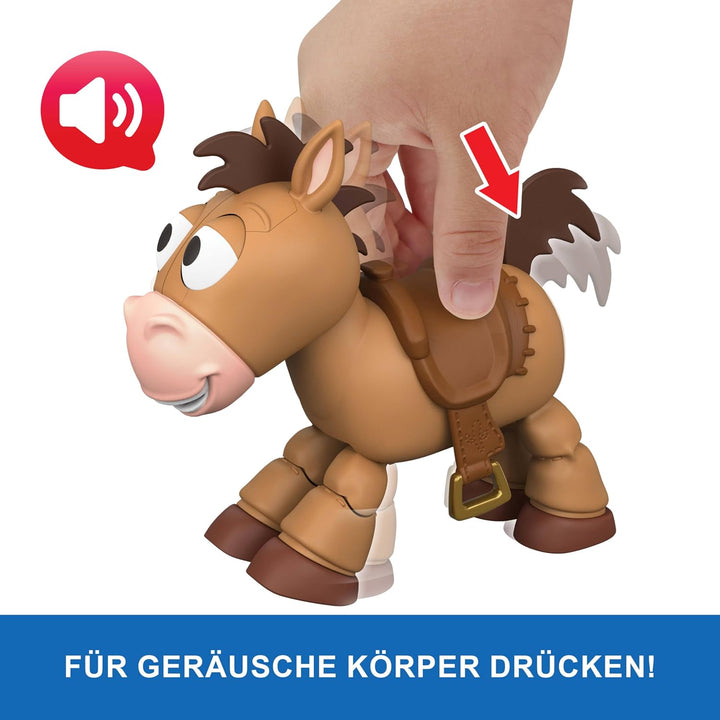 Mattel Disney Pixar Toy Story 5 bewegliche Pferdefigur mit Geräuschen, Kleiner Begleiter Bully, berü