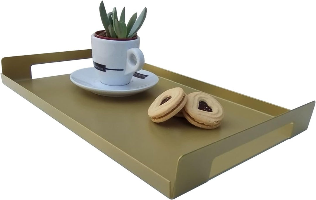 nagu® Metall-Tablett mit Griffen - Modernes Minimalistisches Design aus lackiertem Stahl – Dekorativ
