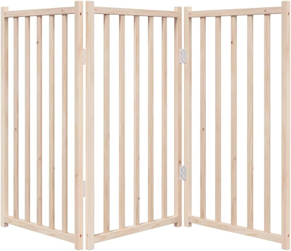 vidaXL 3-TLG. Hundetor Faltbar 150 cm Massivholz Tanne 150 cm Length Braun, 150 cm Length Braun