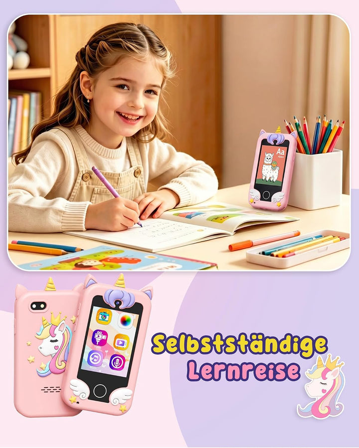 UCIDCI Kinder-Smartphone-Spielzeug für Mädchen im Alter von 3–7 Jahren mit Dual-Kamera – Kleinkind-H
