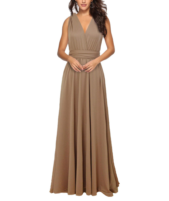 xxxiticat Damen Lange Abend Cocktailkleid Elegantes Brautjungfernkleid Elegante Party Kleid S Braun,