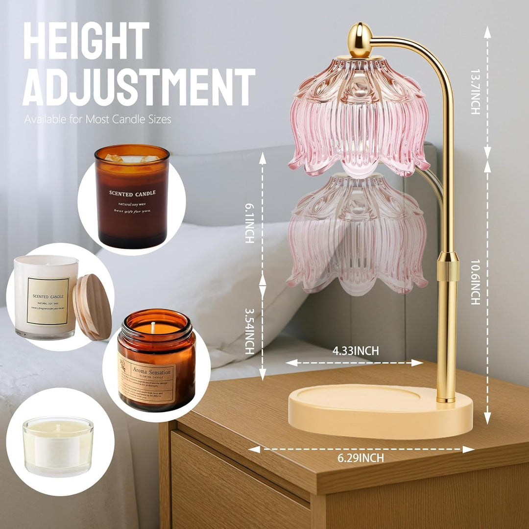 Candle Warmer Lamp with Timer Electric Adjustable Height Candle Warmer Dimmable Wax Lamp Jar Candles
