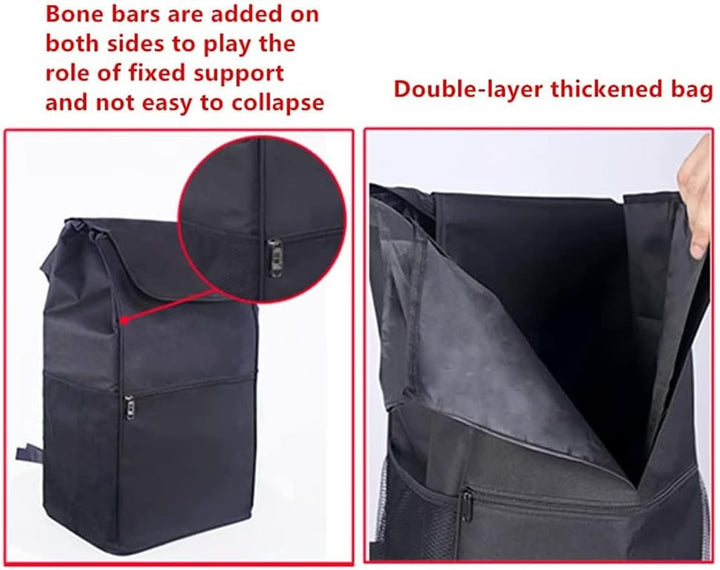 Falytemow Einkaufswagen für Treppensteiger, zusammenklappbar, 3 Räder, 101,6 cm, Griffhöhe, Oxford T
