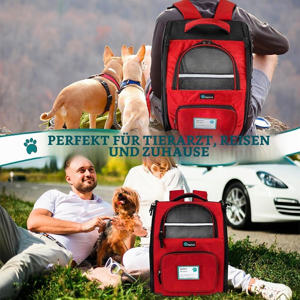 PetAmi Hunderucksack für kleine und grosse Katzen, Haustiere, Welpen, belüfteter Haustier-Wanderruck