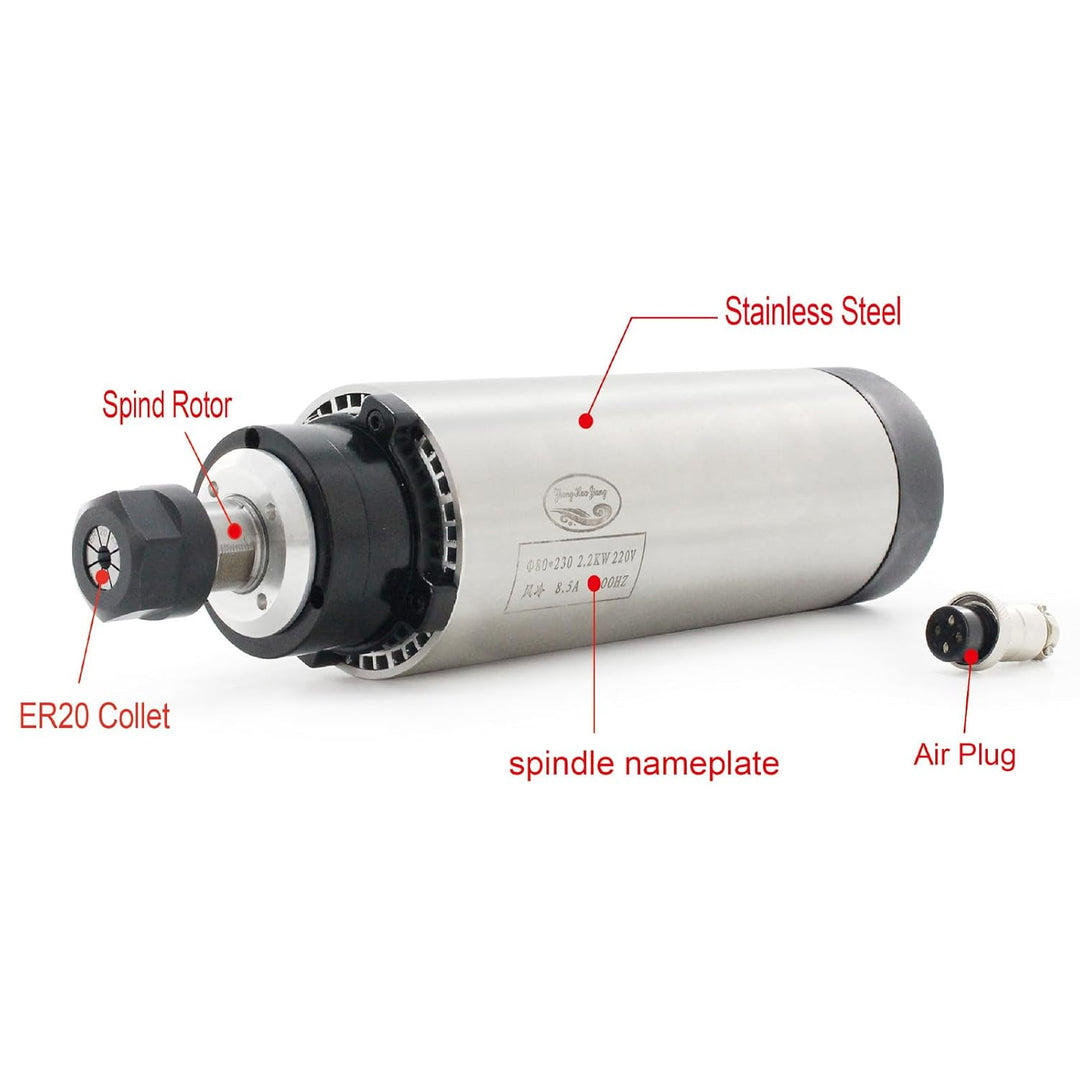 RATTMMOTOR 2.2Kw 220V Luftkühlung Spindelmotor 24000rpm Luftgekühlter Frässpindel CNC Spindel Motor