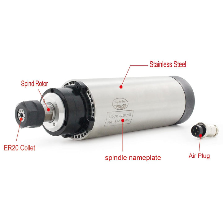RATTMMOTOR 2.2Kw 220V Luftkühlung Spindelmotor 24000rpm Luftgekühlter Frässpindel CNC Spindel Motor