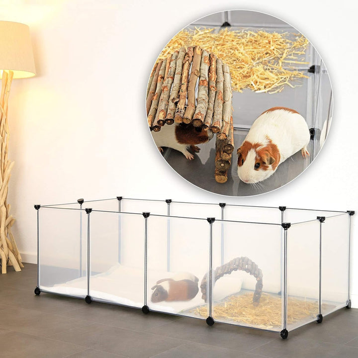 lionto Freigehege aus Kunststoff Kleintierauslauf Innengehege für Kleintiere erweiterbar 145x74x47