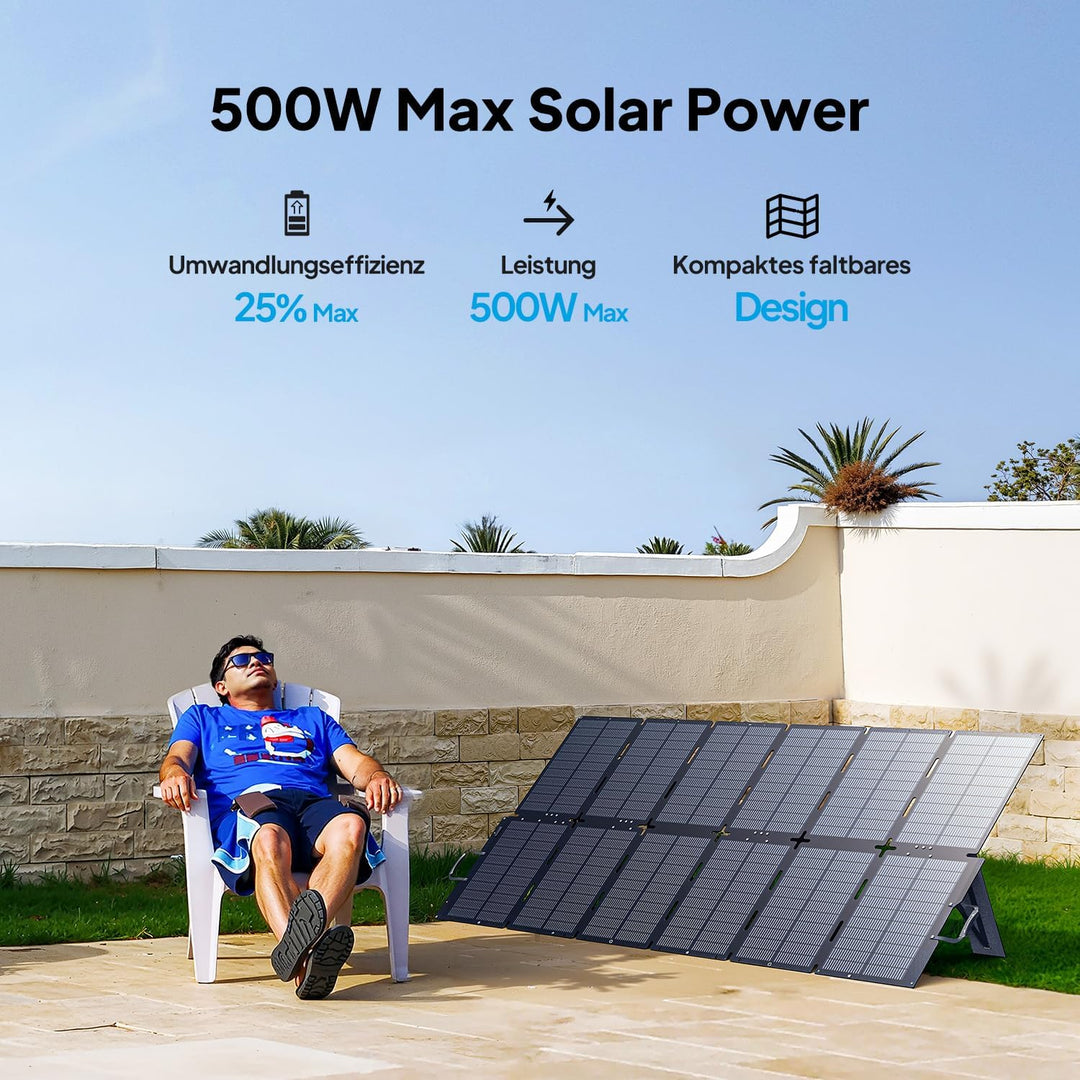BLUETTI 500 W Tragbares Solarpanel SORA 500 für Solargenerator, 25% Wirkungsgrad, IP67 Wasserdicht,