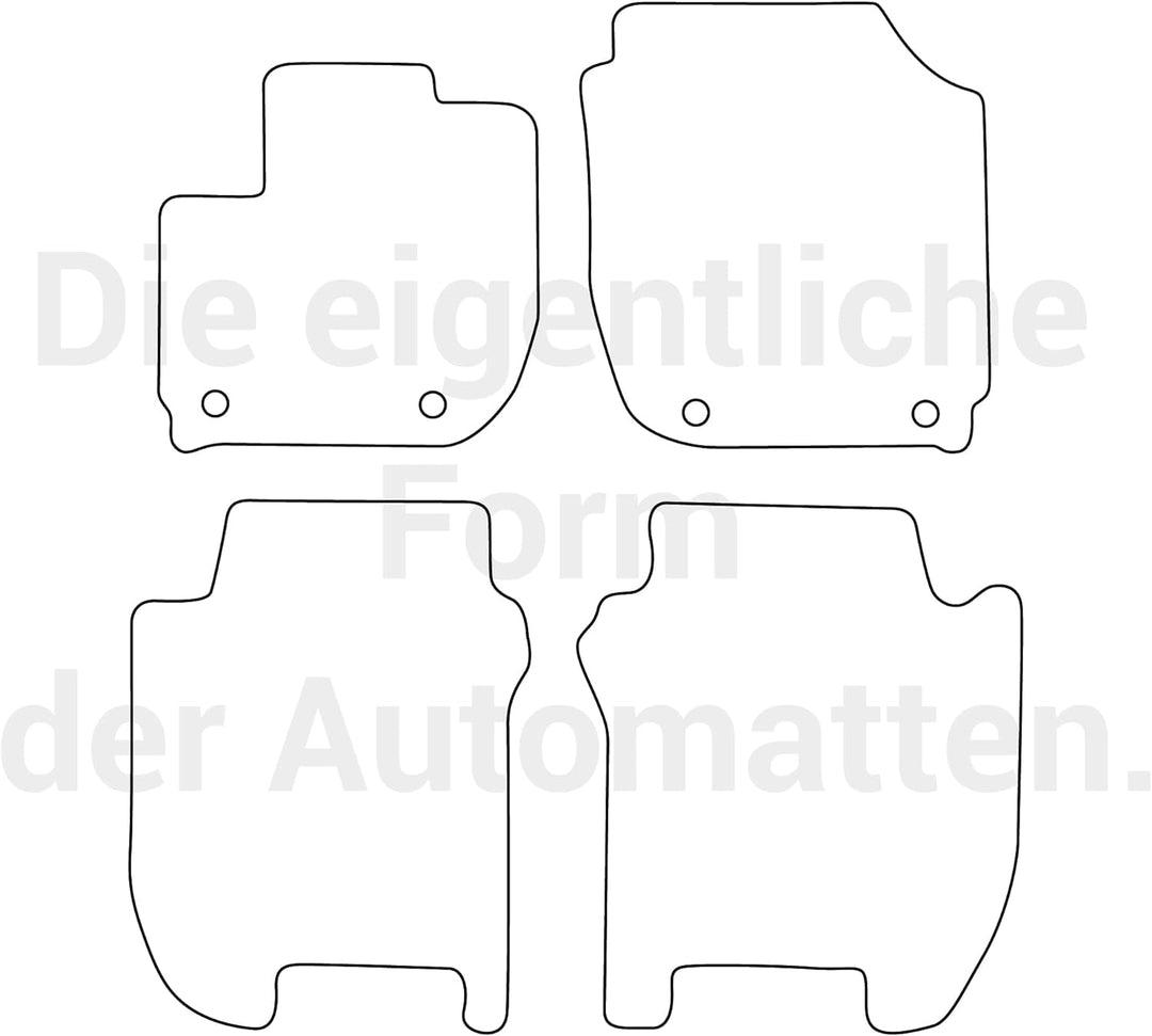moto-MOLTICO Fussmatten Auto Velours Autoteppiche Schwarz Automatten Set 4-teilig passend für Honda