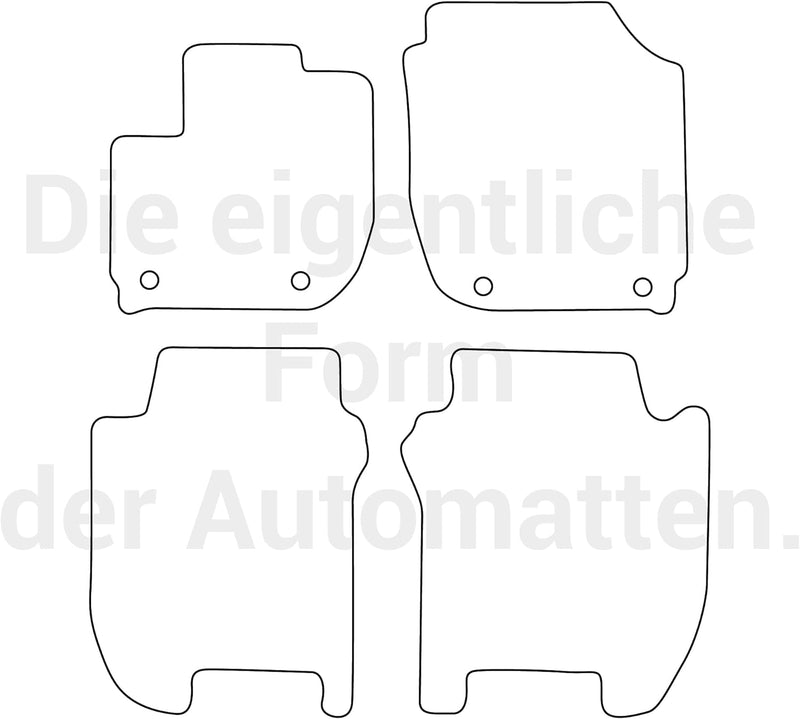 moto-MOLTICO Fussmatten Auto Velours Autoteppiche Schwarz Automatten Set 4-teilig passend für Honda