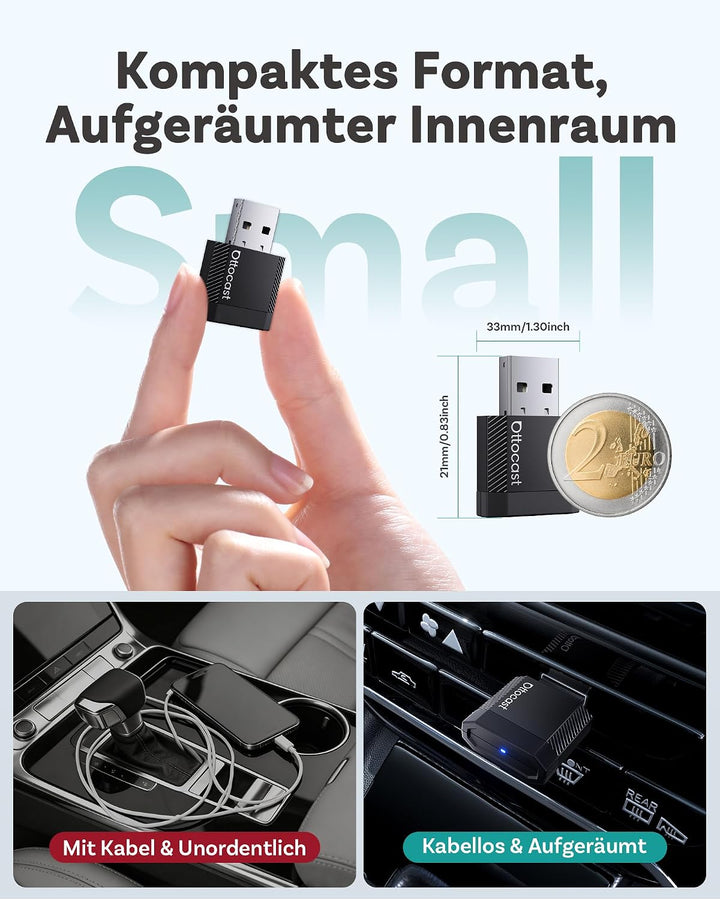 OTTOCAST Mini Nova 2-in-1 Wireless CarPlay &amp; Android Auto Adapter, Kompakt