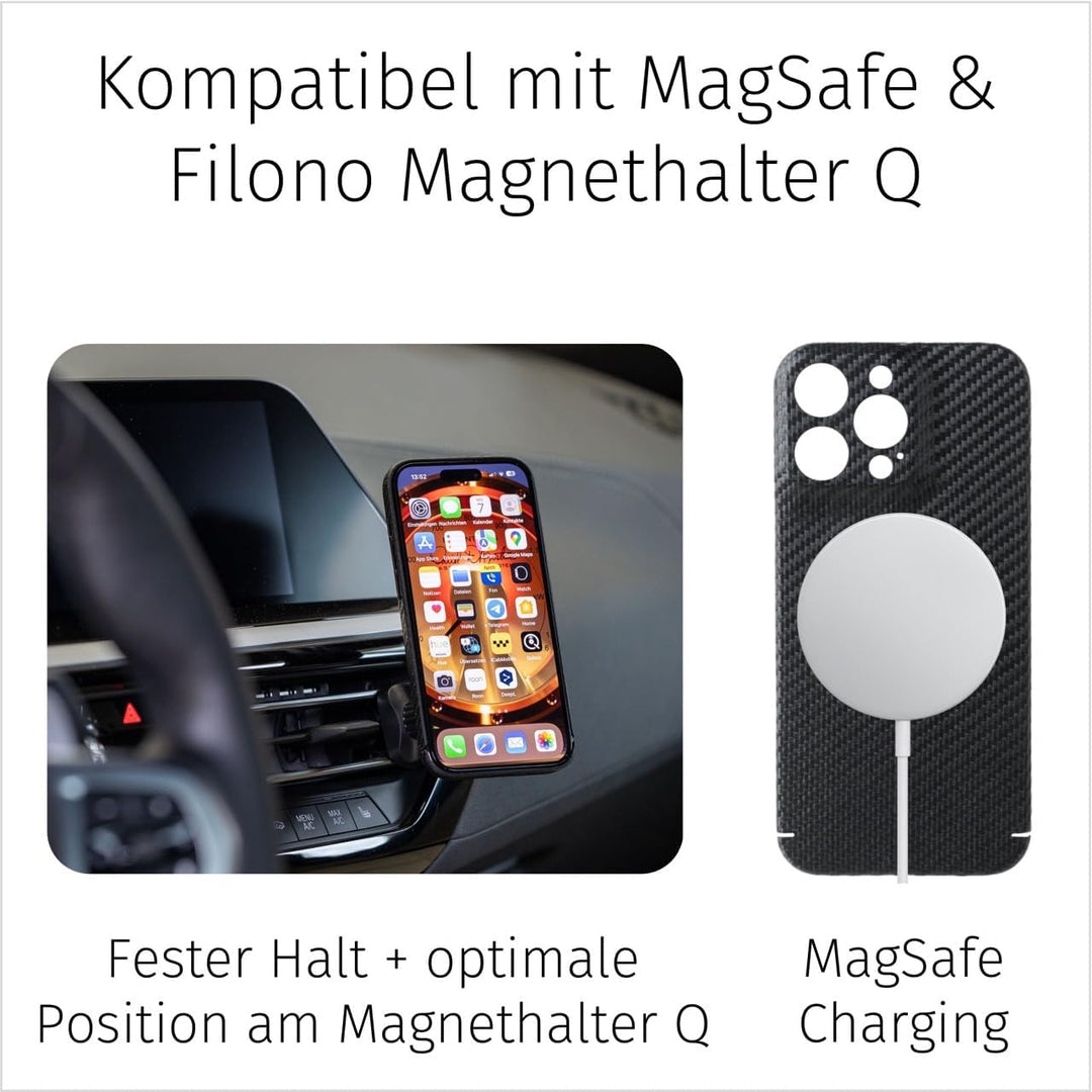 FILONO Carbon Hülle iPhone 13 Pro kompatibel mit MagSafe, ultradünn iPhone 13 Pro CARBON Case MS, iP
