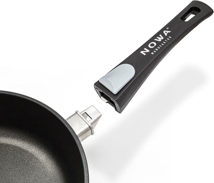 NOWA Aluguss Grillpfanne, LxBxH 28x28x4,5 cm, Abnehmbarer Griff, backofenfest bis 300 °C, Antihaft b
