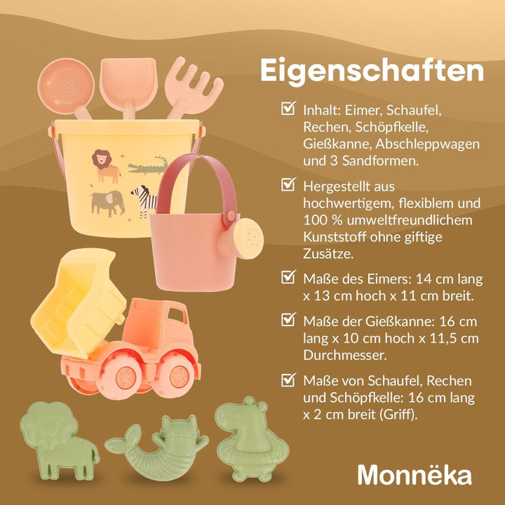 Strandspielzeug Set | Nachhaltiges Sandspielzeug | Enthält Verschiedene Teile | Leicht und tragbar f