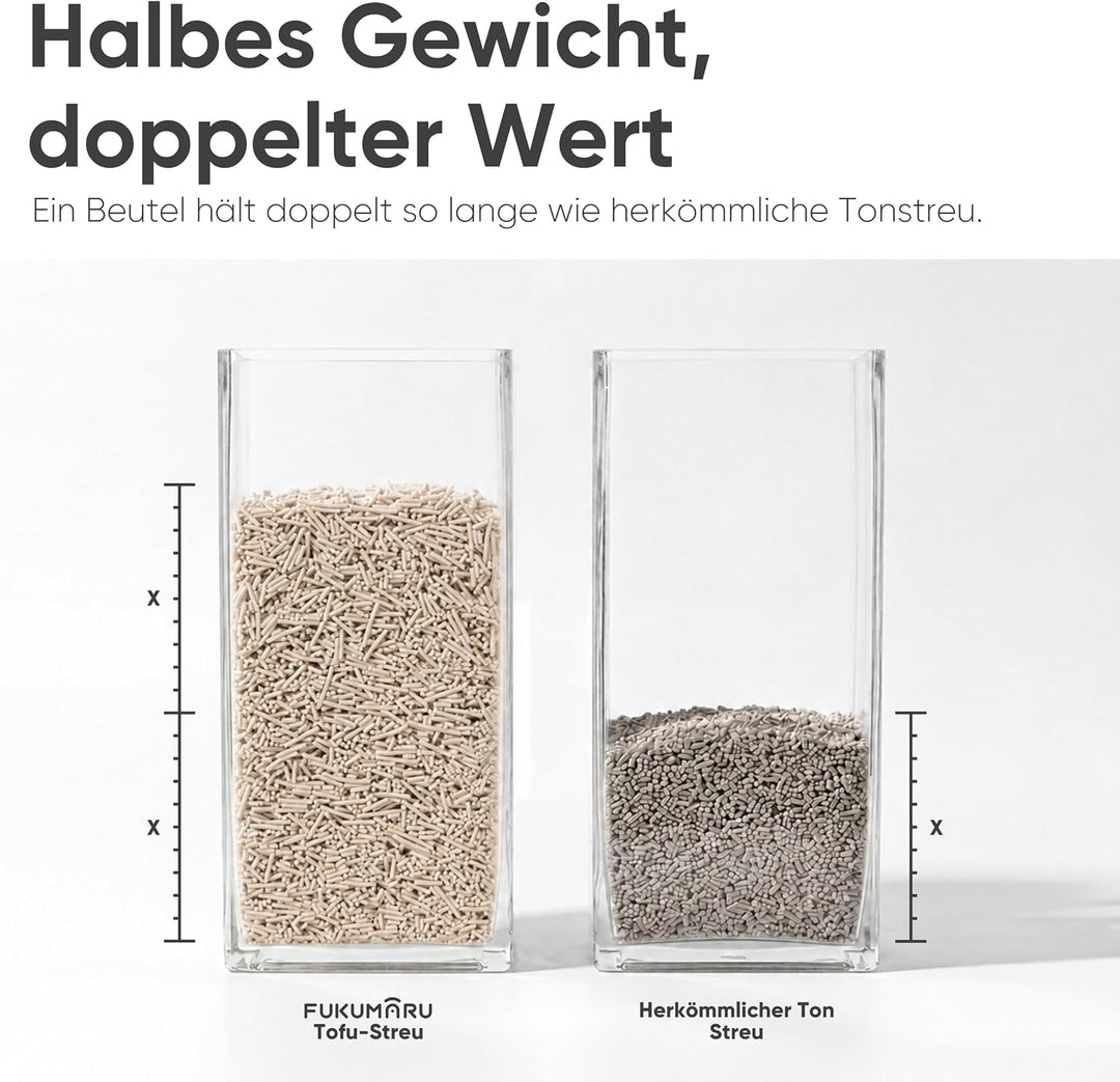 FUKUMARU Tofu Katzenstreu 10,8 kg, parfümfrei, sofort klumpend, geruchsneutral, staubfrei, natürlich
