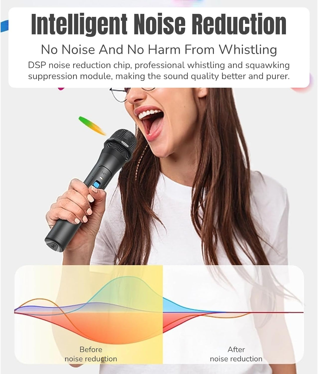 Cuifati VHF-Funkmikrofon, V16U 2-in-1-Universal-Handheld-Karaoke-Mikrofonlautsprecher mit USB-Empfän