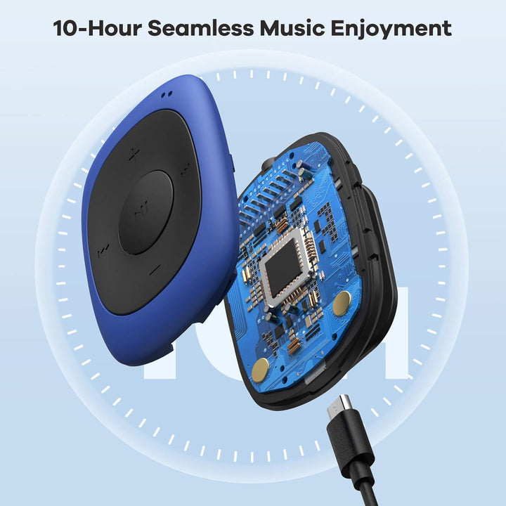 AGPTEK Mini Clip 8GB MP3 Player mit Bügel-Kopfhörer und Silikon Hülle, Leichter Sport Musik Player m