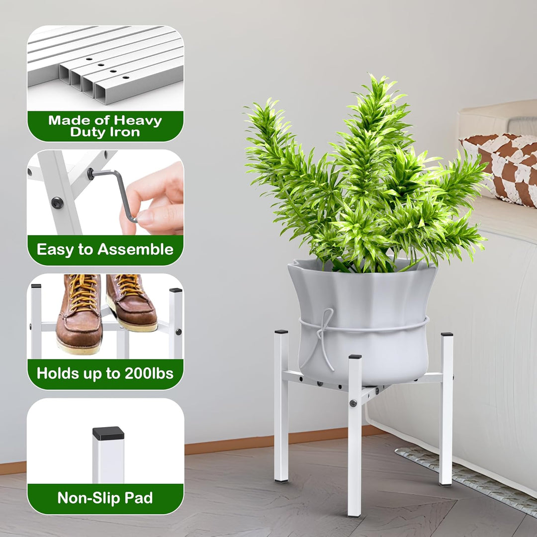 2 Stück Moderne Eisen-Pflanzenständer für den Innen- und Aussenbereich, Keramik, 20-30,5 cm, Garten,