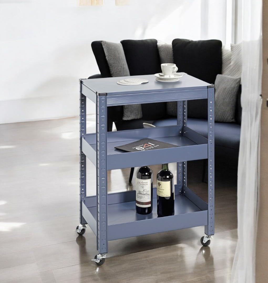 HAKU Möbel Servierwagen, blau, Metall - Masse: B 50 x H 75 x T 32 cm, Style: Modern, Blau
