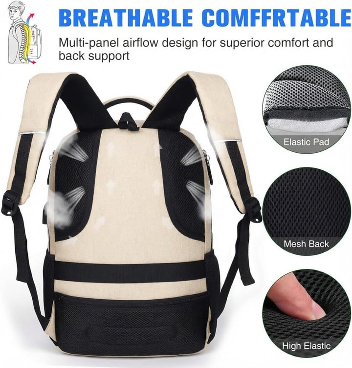 YAMTION Schulrucksack Herren Damen Jungen Mädchen Teenager 15,6 Zoll Notebook USB Ladeanschluss Dayp