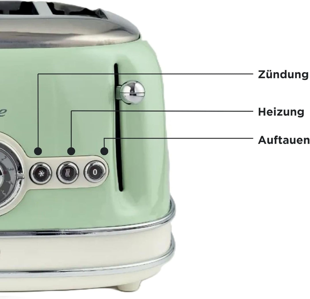Ariete,156 Toaster im Vintage-Design für 4 Scheiben, 1600 W, 6 Toaststufen, aus lackiertem Edelstahl