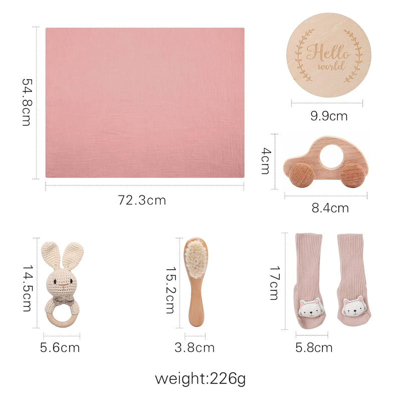 Youuys 6-Teilig Baby Geschenk zur Geburt für Neugeborene, Baby Geschenk Mädchen Junge, Badetücher, R
