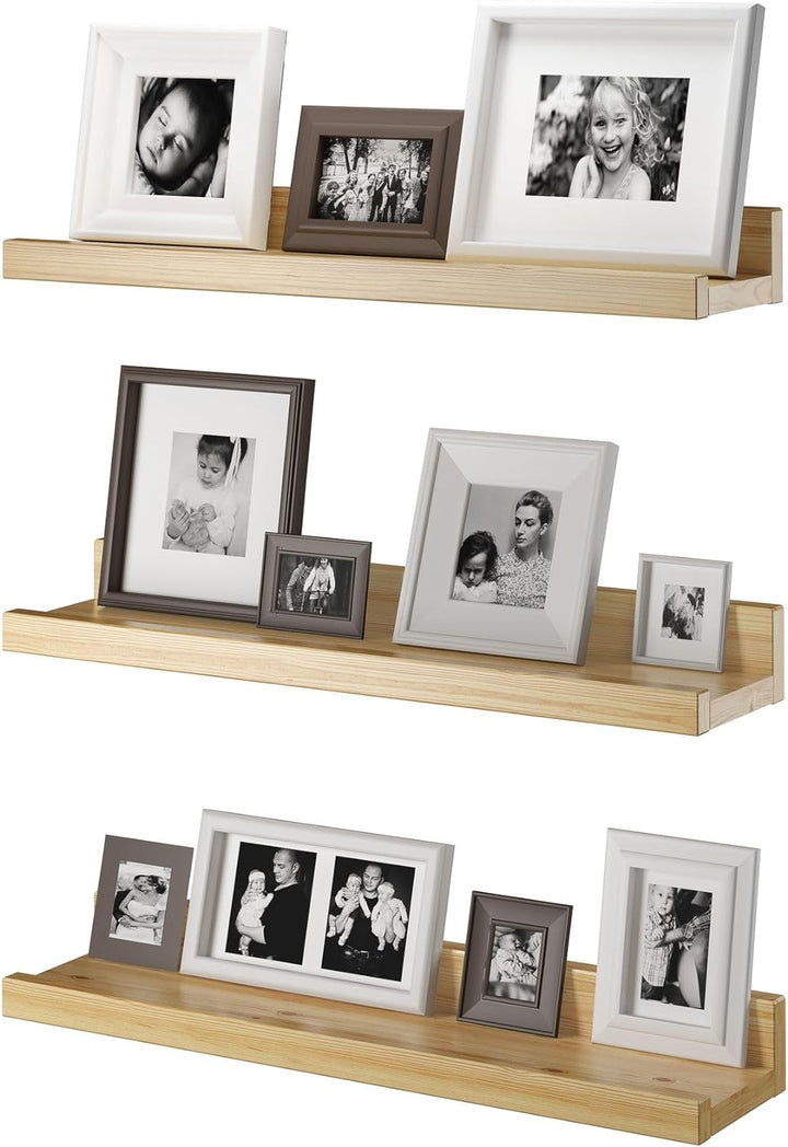 Erst-Holz Wandregal Massivholz Kiefer Fotoleiste für Bilder Bücher und Deko 90.82-12