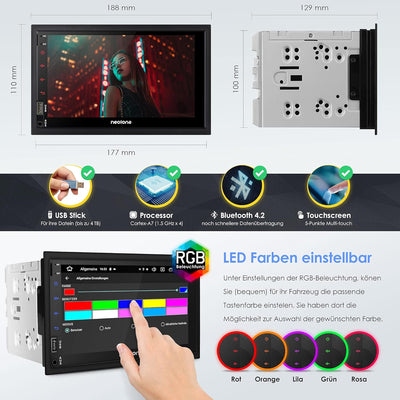 NEOTONE NDX-360A | 2DIN Autoradio mit Android 10.0 Q | Navitel Navigation mit Europakarten + Lifetim
