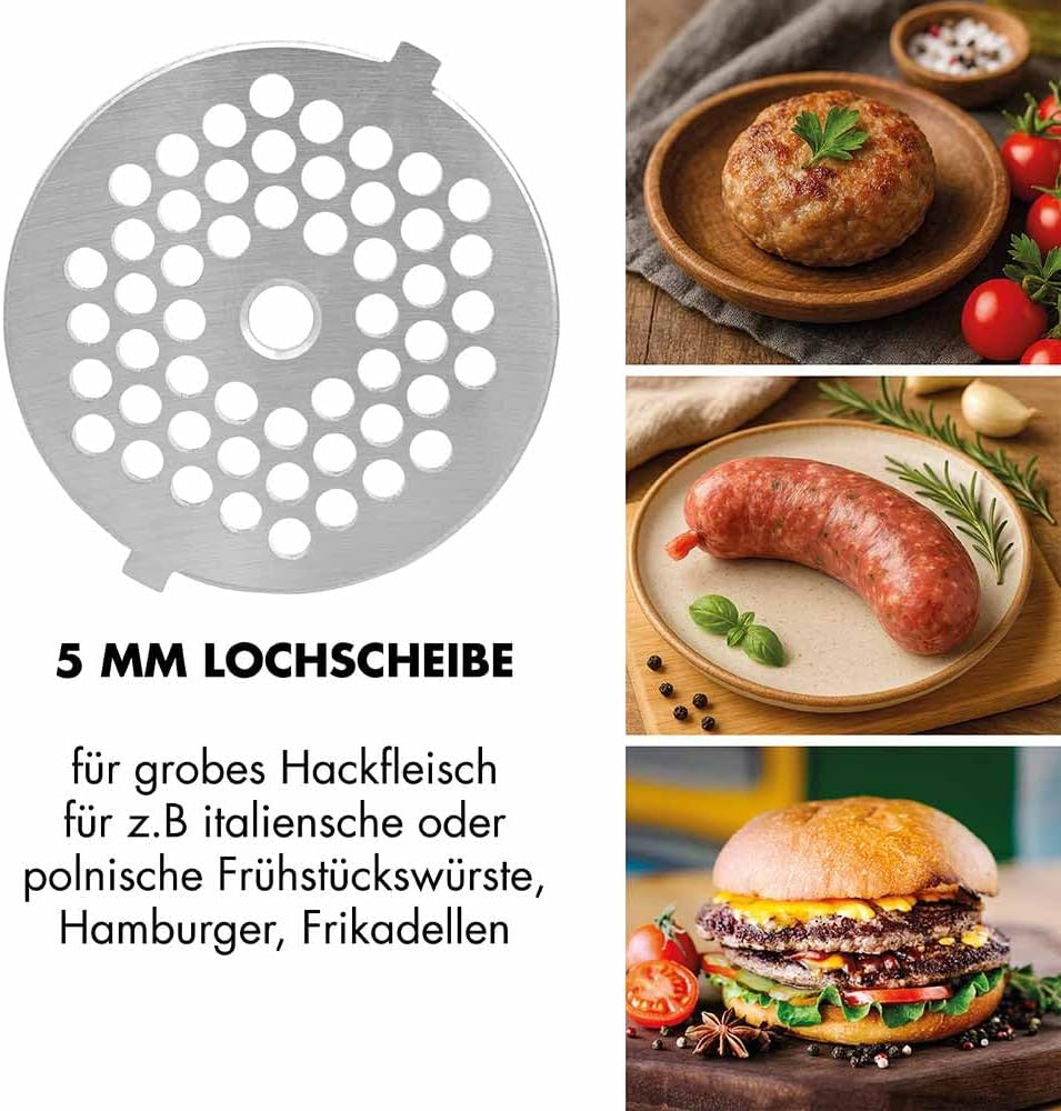 GASTROBACK DESIGN Fleischwolf 6-in-1 Plus #6 – elektrischer Fleischwolf mit 700 W, Rücklauf, Spritzg