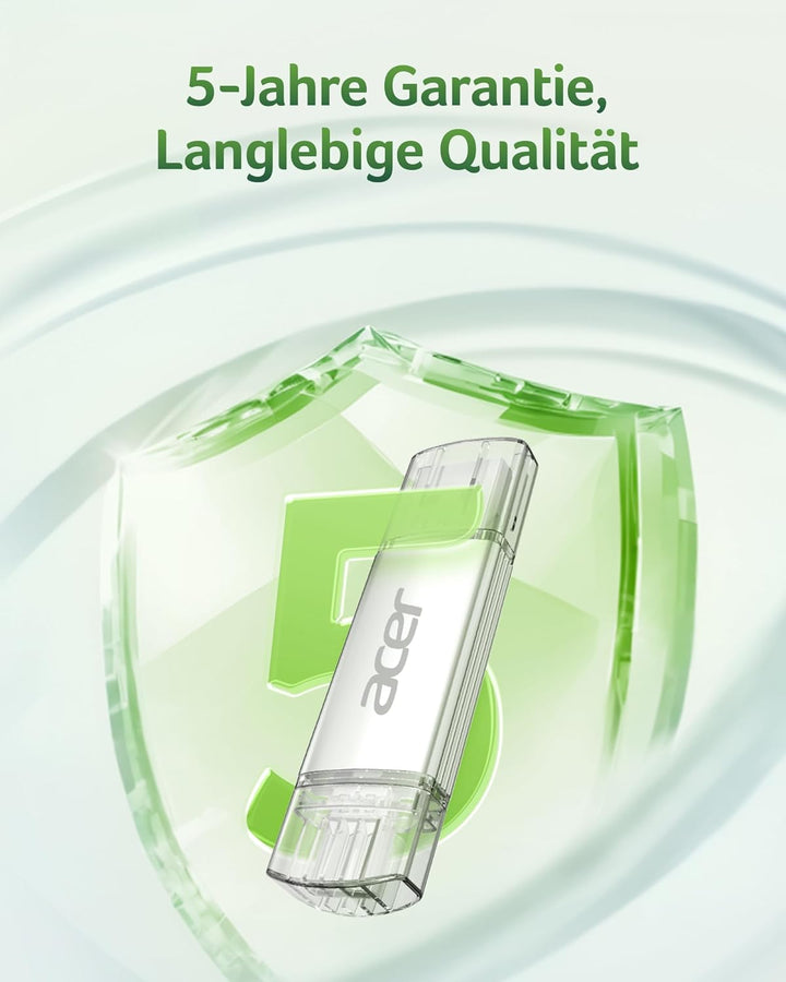 Acer USB-Stick UT300 256GB USB 3.2 Gen1, bis zu 150 MB/s, mit Dual-Anschluss Typ-A & Typ-C Flash Dri