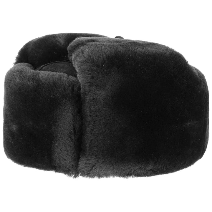 LIERYS Schiwago Pelzmütze Uschanka mit Steppfutter Russenmütze aus Leder Winter S-XXL 54 Schwarz, 54