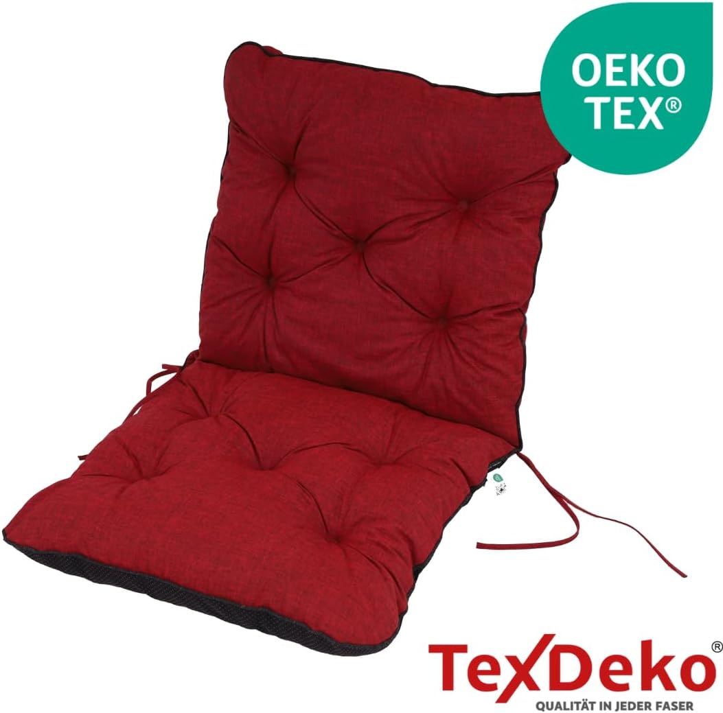 TexDeko® Ecolen Niedriglehner Auflage für Gartenstuhl 50x50x50cm Leinenstruktur hochwertig gepolster