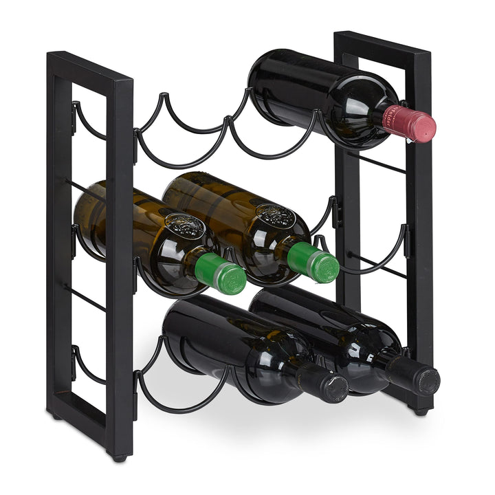 Relaxdays Weinregal, 9 Flaschen, Metall, HxBxT: 37 x 35 x 17 cm, Weinhalter stehend, Küche & Bar, We