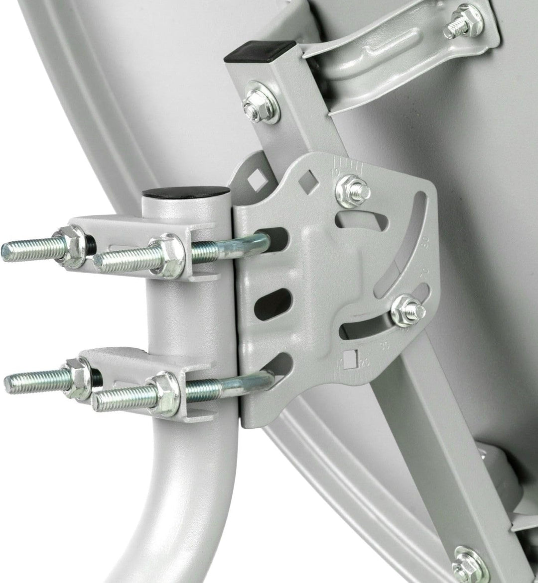 60 cm HD Sat Anlage Quad LNB Digital + Wandhalter 45 cm + 4X F-Stecker 4 Teilnehmer Antenne Weiss UH