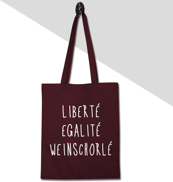 Shirtracer - Baumwolltasche - Sprüche Statement mit Spruch - Liberte Egalite Weinschorle 2 Bordeauxr