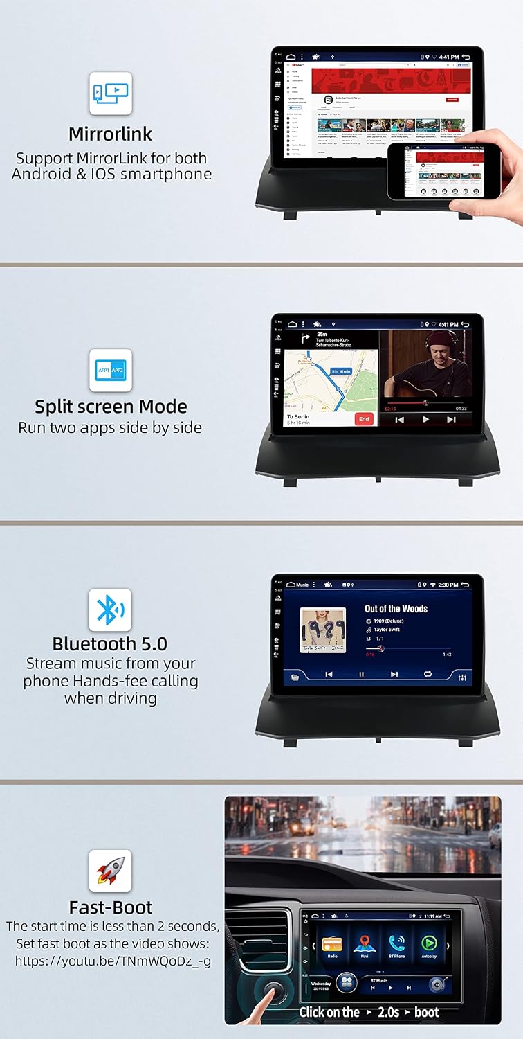 JOYX Android 12 IPS Autoradio Passt für Ford Fiesta (2008-2019) - 4G+64G - Eingebaut DSP/Carplay/And