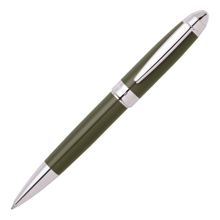 Hugo Boss Kugelschreiber Icon Khaki/Chrome aus Messing hergestellt, Farbe: Grün, Abmessungen: 12 x 1
