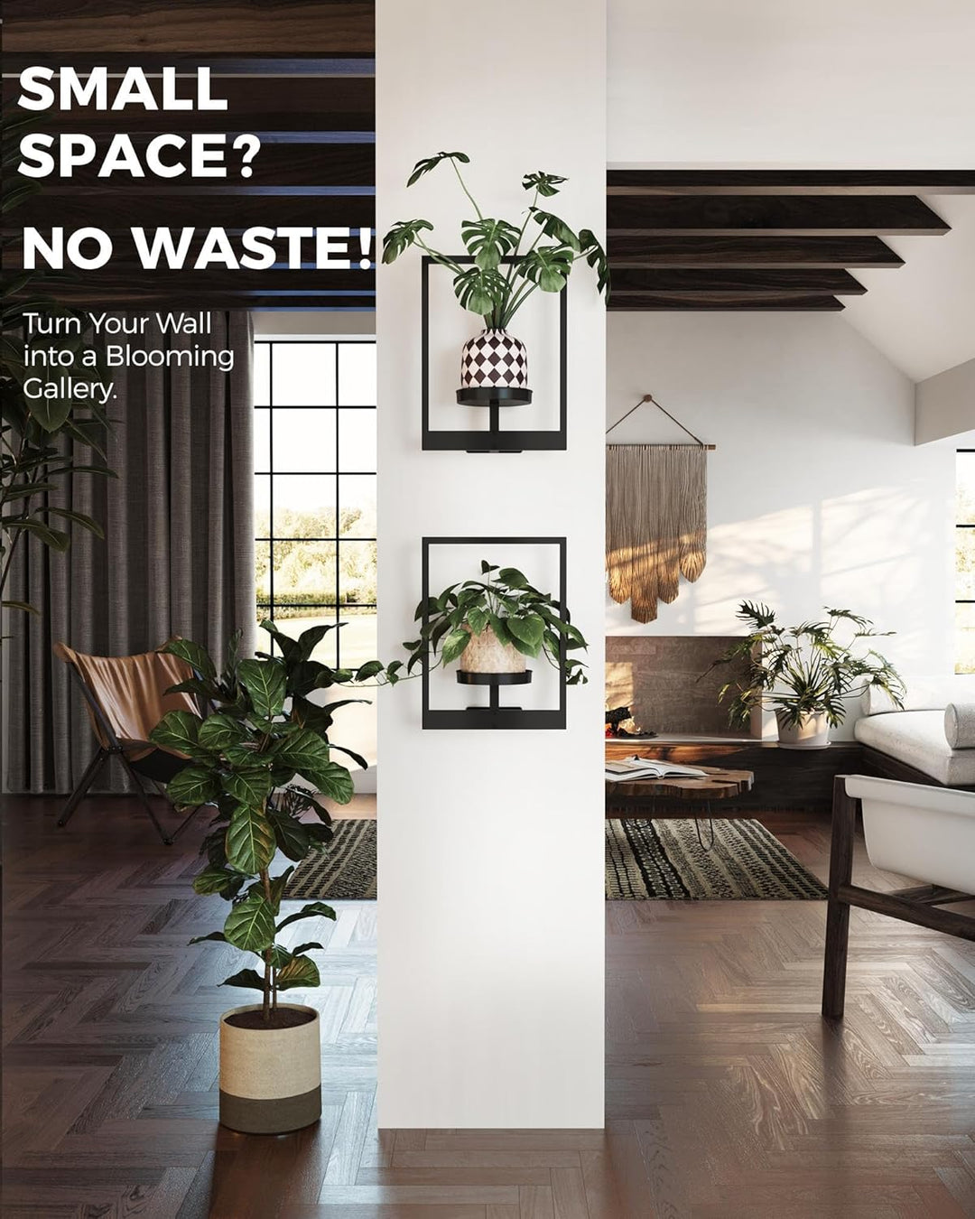 Bamworld Wandbehang Pflanzgefässe für Zimmerpflanzen 2 Set Wand Blumenständer Moderner Pflanzenständ