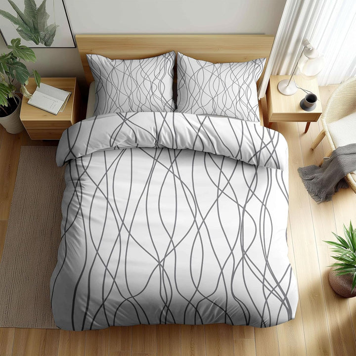 XCQHZYQ Bettwäsche-Sets Geometrische Linien Bettwäsche 180x200 cm Weiche Mikrofaser Allergiker 3 Tei