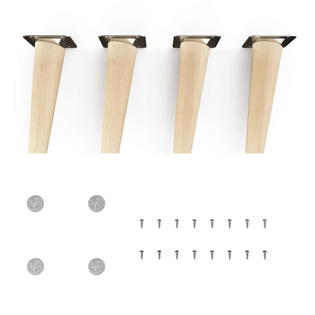 Sossai Möbelfüsse aus Naturholz Buche unbehandelt, Clif Round HMF2, 15 cm hoch, rund, schräge Ausfüh