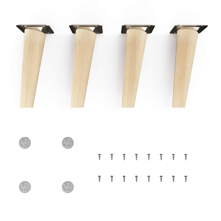 Sossai Möbelfüsse aus Naturholz Buche unbehandelt, Clif Round HMF2, 15 cm hoch, rund, schräge Ausfüh