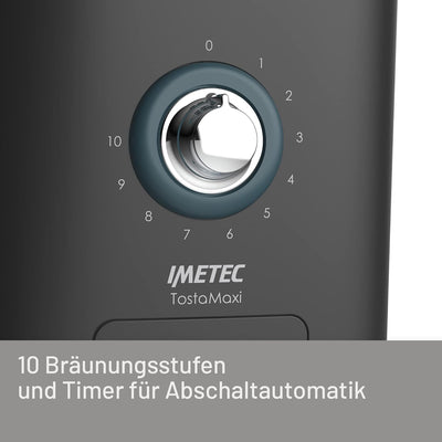 Imetec TostaMaxi Toaster, 2 extra grosse Schlitze und zu öffnende Zangen für extra dicken Toast, 10