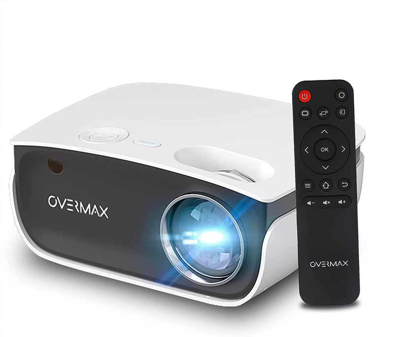 Overmax Multipic Full HD Beamer, LED Projektor, Bildgrösse von 35 bis 120 Zoll, Fernbedienung, Heimk