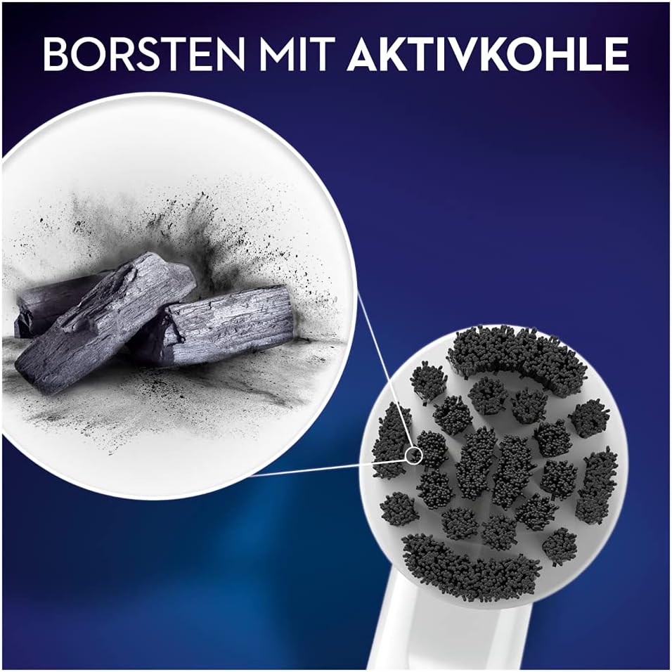Oral-B Pure Clean Aufsteckbürsten für elektrische Zahnbürste, 3 Stück, mit Aktivkohle-Borsten, Zahnb