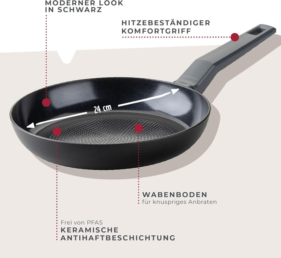 Fackelmann Pfanne 24cm Statement – Keramik beschichtete Pfanne - Recyceltes Aluminium mit Antihaft-B