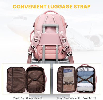 LOVEVOOK Handgepäck Rucksack Flugzeug, Reiserucksack Damen Gross 40L, Travel Backpack mit Schuhfach,