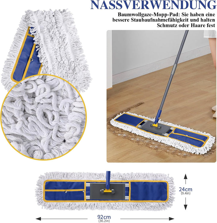 Masthome Wischmopp, Bodenwischer Set mit 4 Wischpads, Mikrofaser Wischmop, Chenille Bodenwischer mit